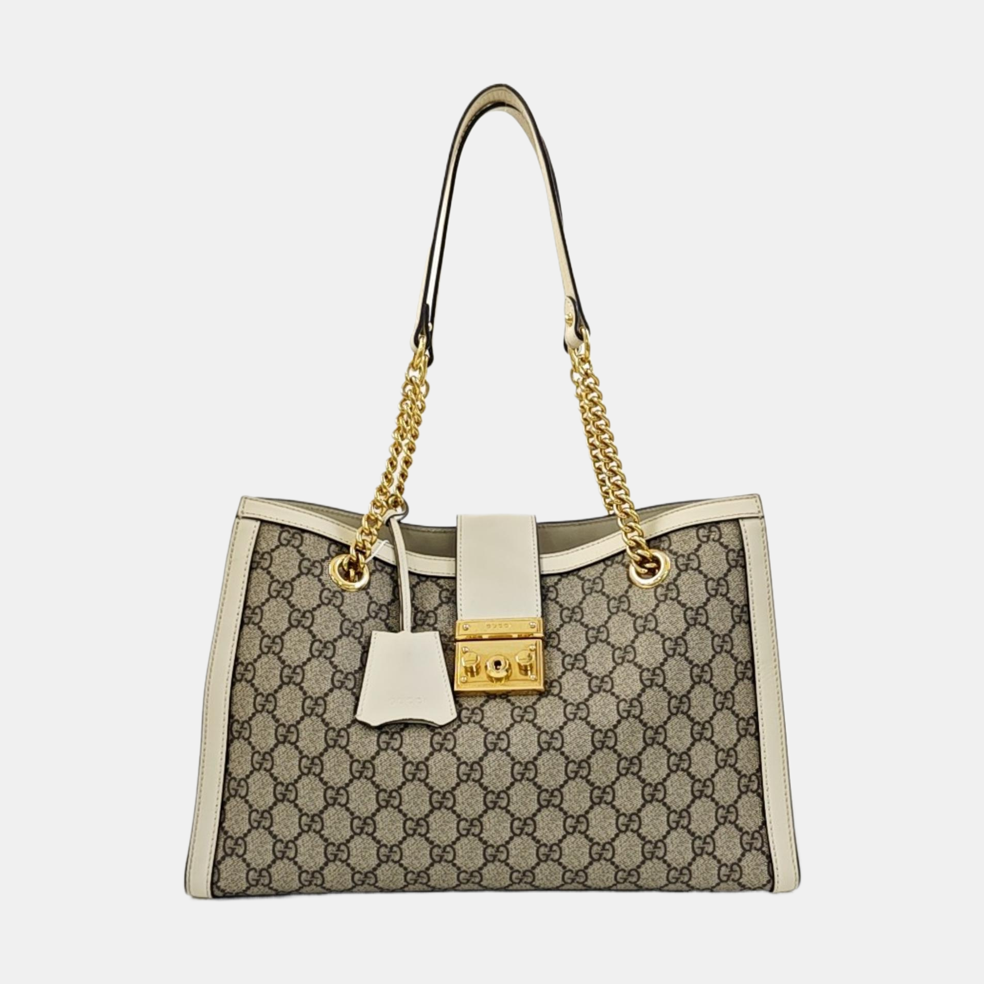 Padlock Medium Monogram Coated Canvas Beige