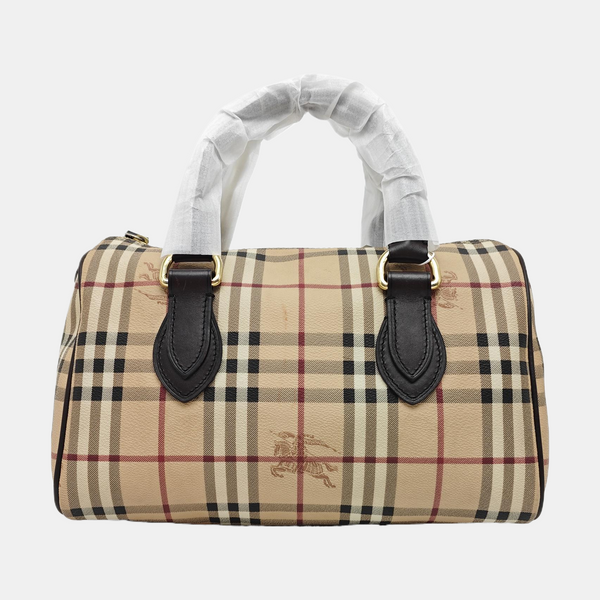 Coated Canvas Top Handle Bag Beige