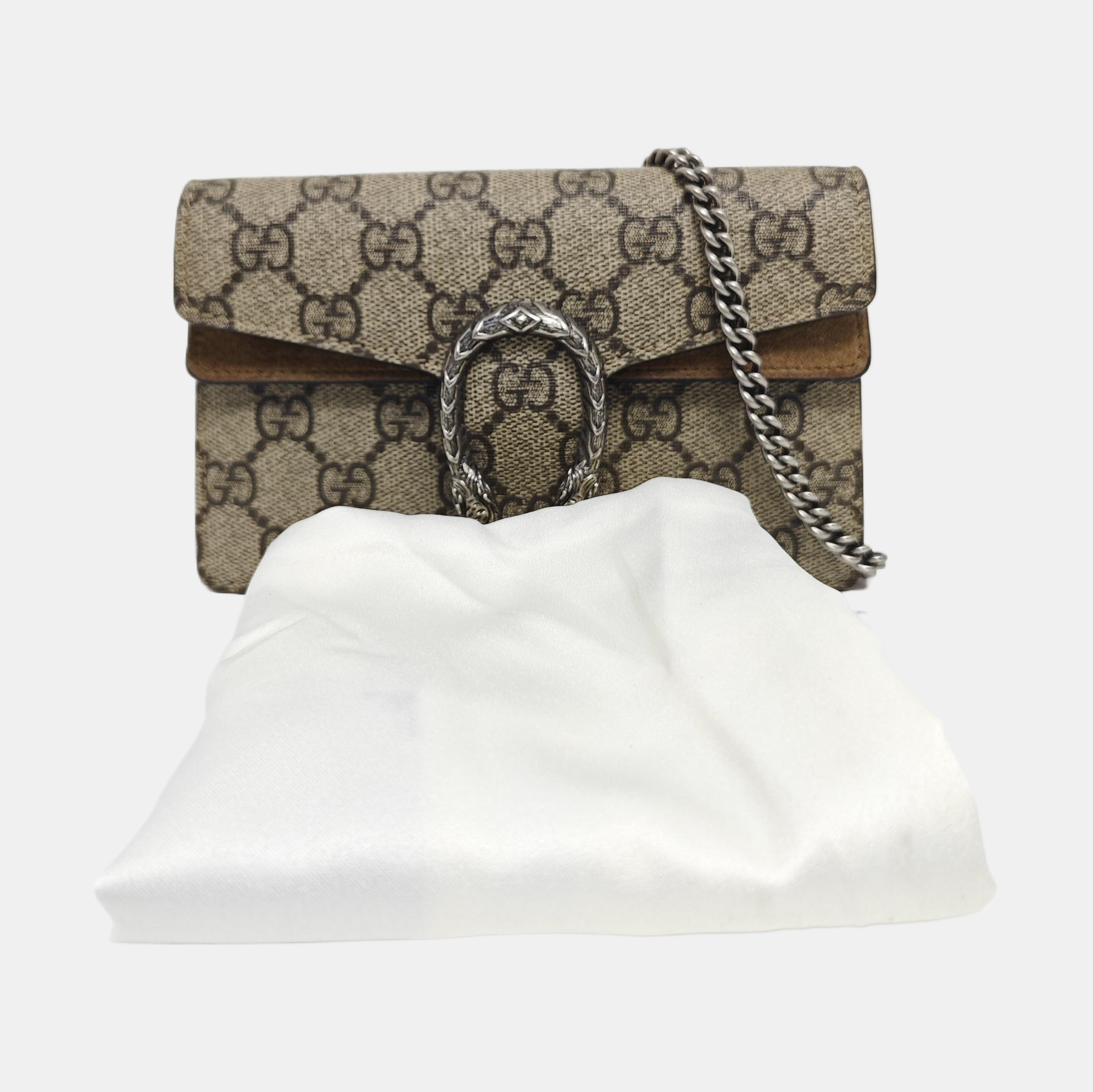 Dionysus Super Mini Monogram Coated Canvas Beige