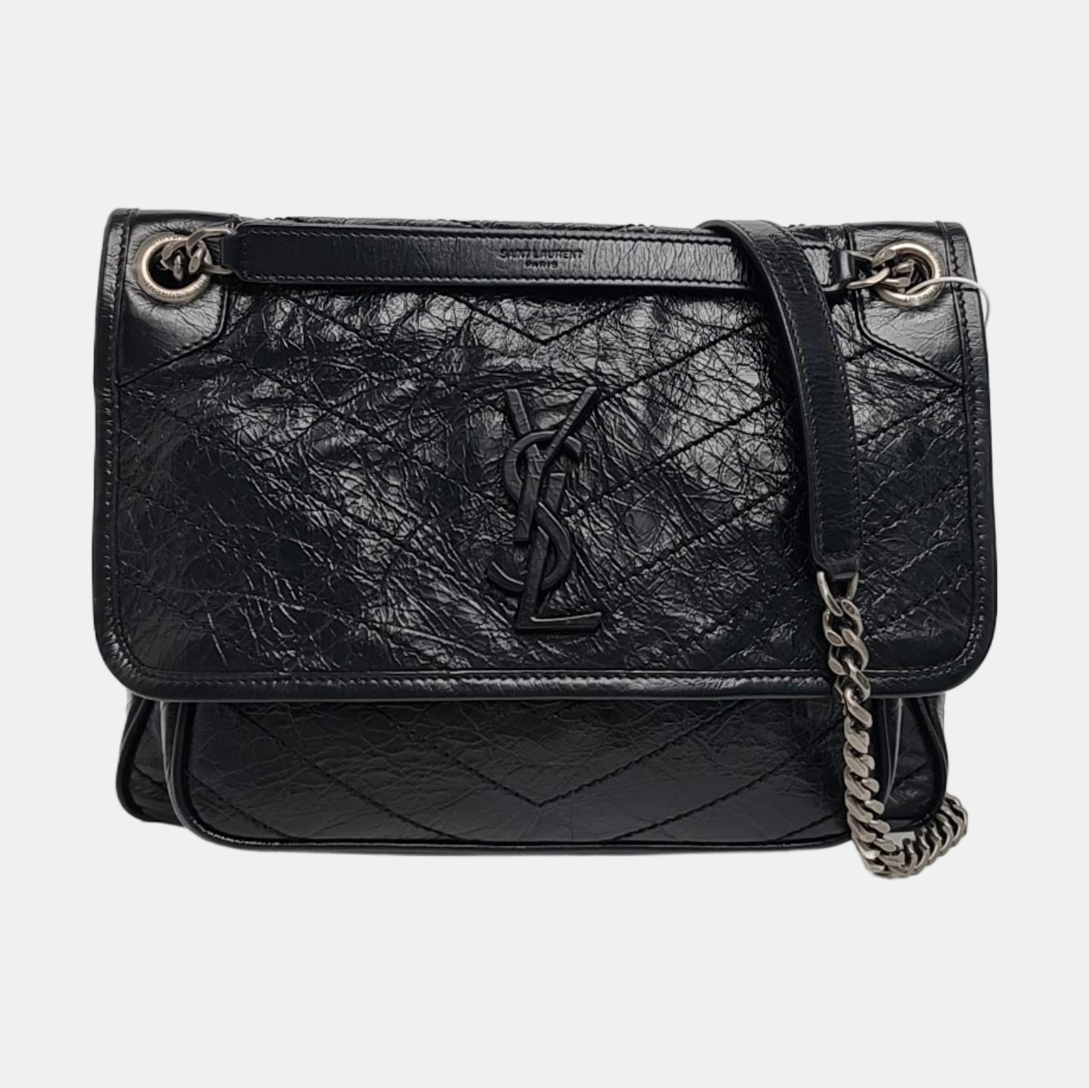 NIKI Medium Chevron Calfskin Black