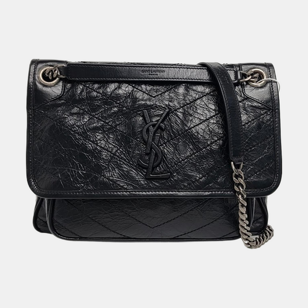 NIKI Medium Chevron Calfskin Black