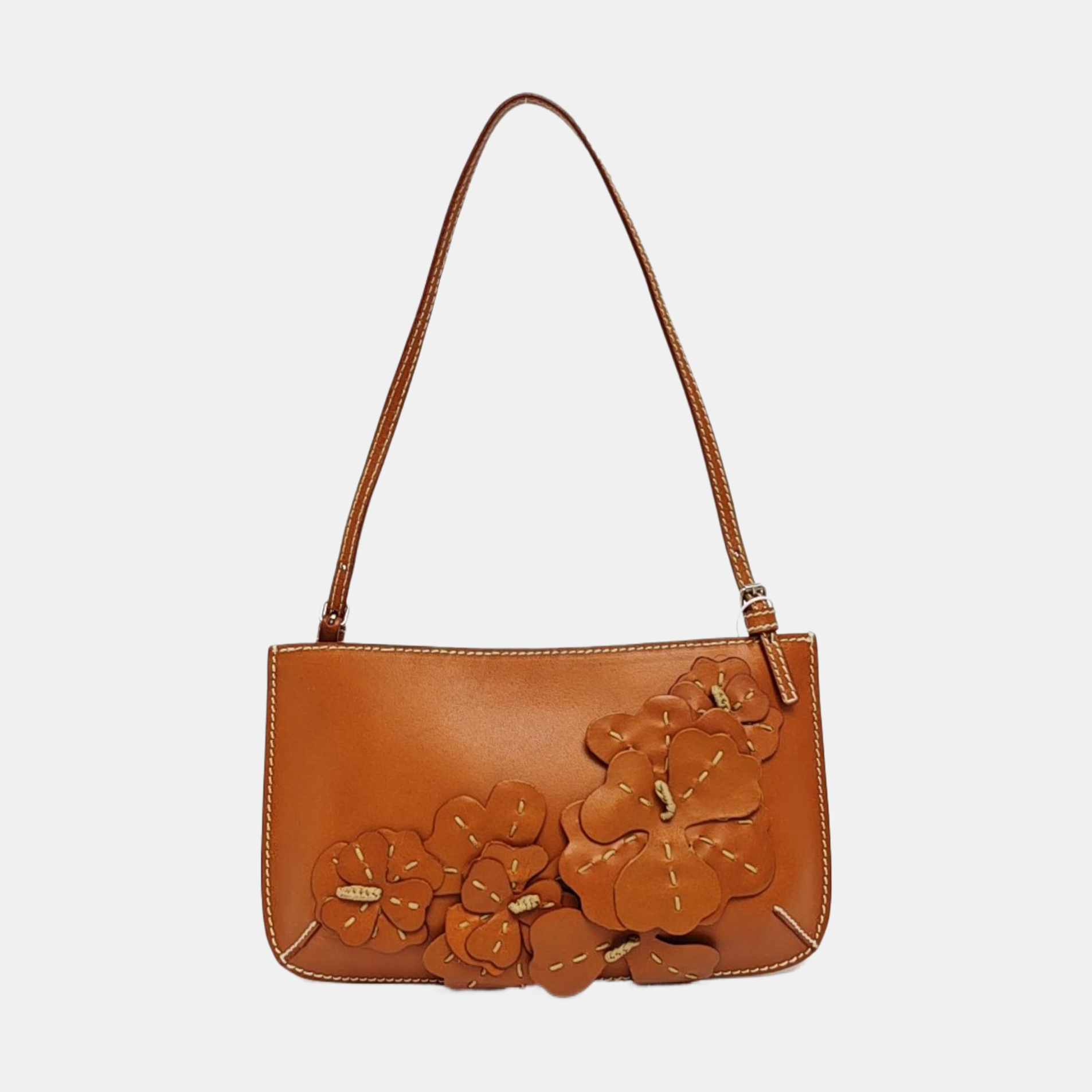 Calfskin Top Handle Bag Brown
