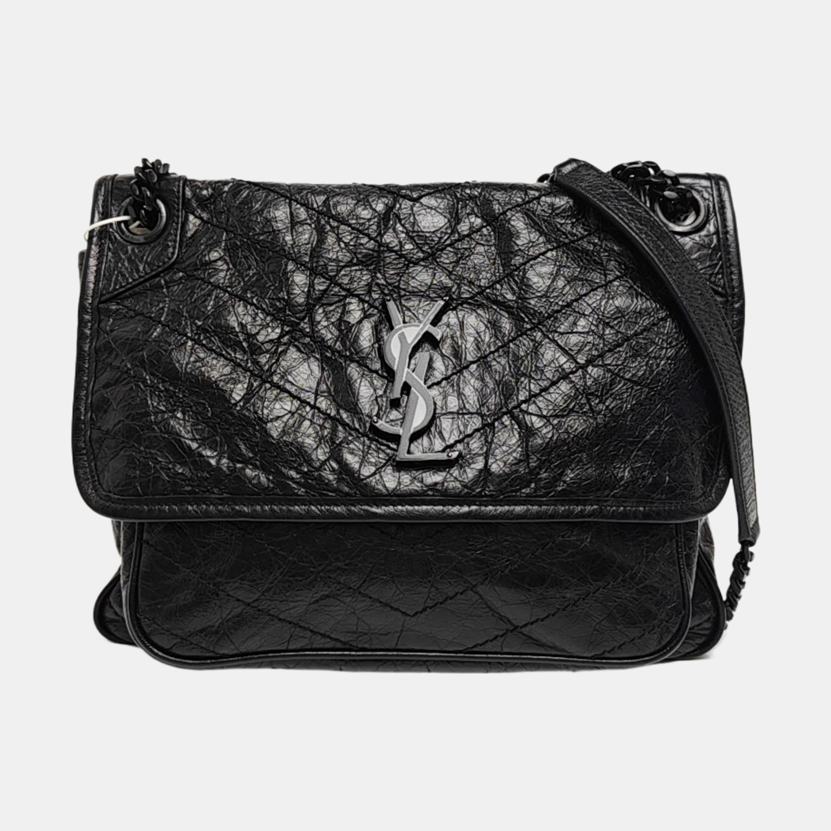 NIKI Medium Chevron Calfskin Black