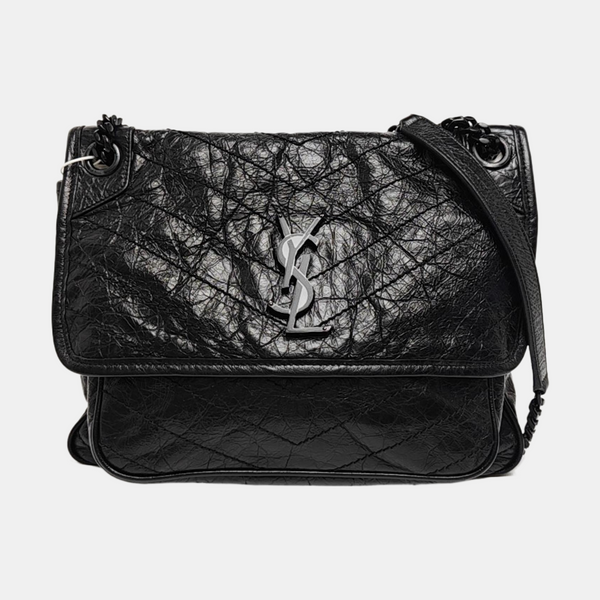 NIKI Medium Chevron Calfskin Black