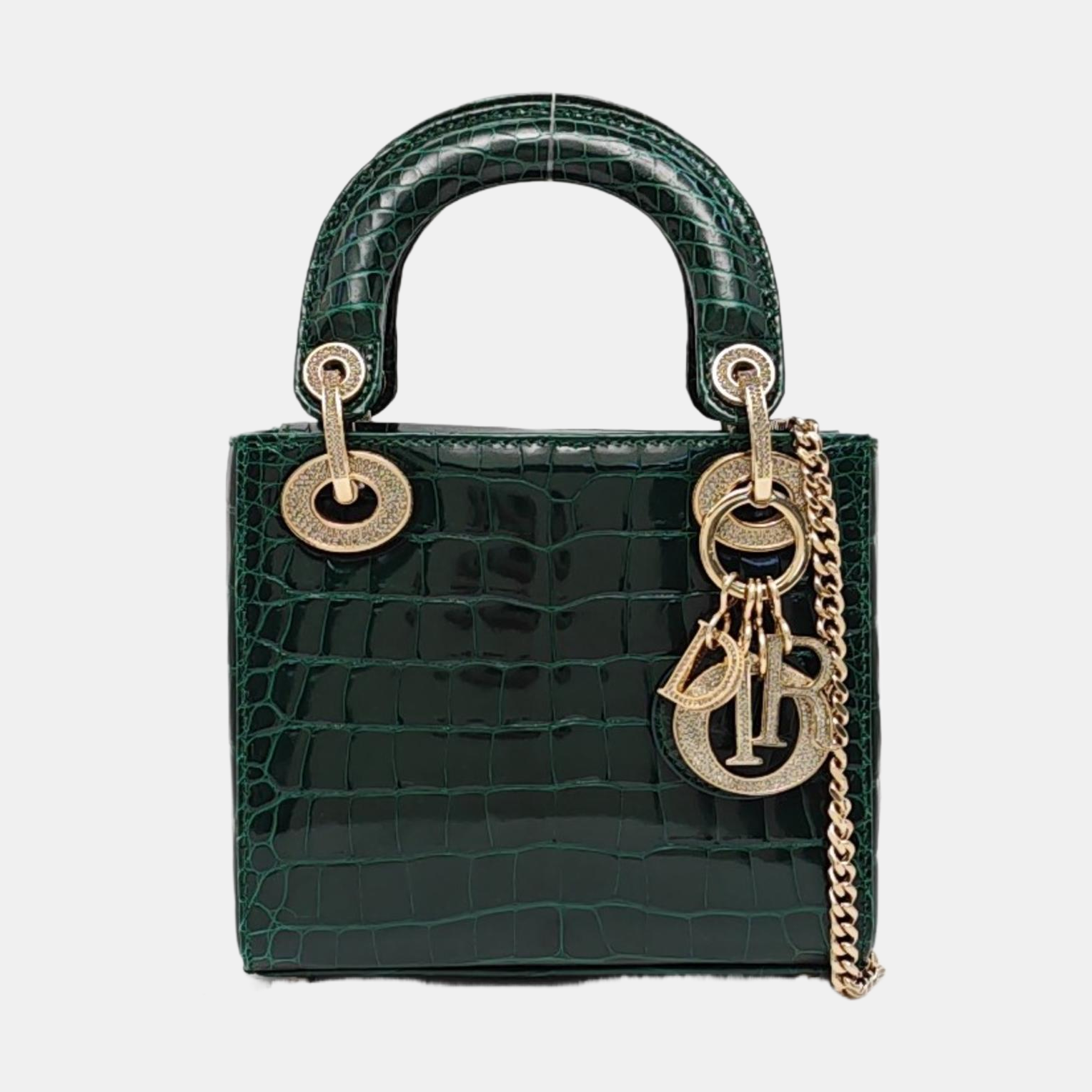 Lady Dior Mini Crocodile Green