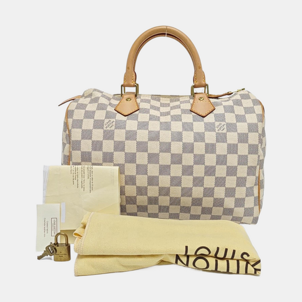 SPEEDY 30 Damier Azur Coated Canvas White