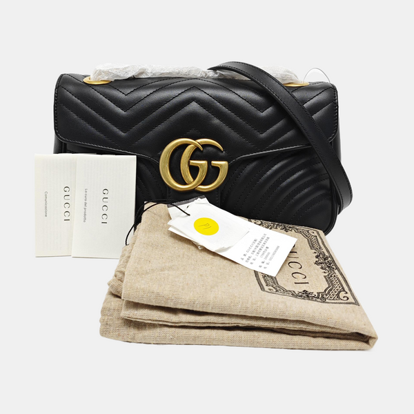GG Marmont Small Quilted Calfskin Black