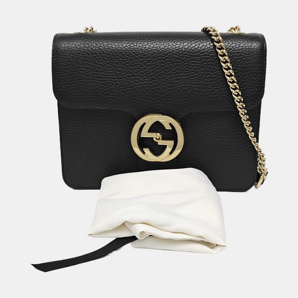Authenticated pre-owned  Interlocking G Small Calfskin Black - Shoulder Bag at Looply