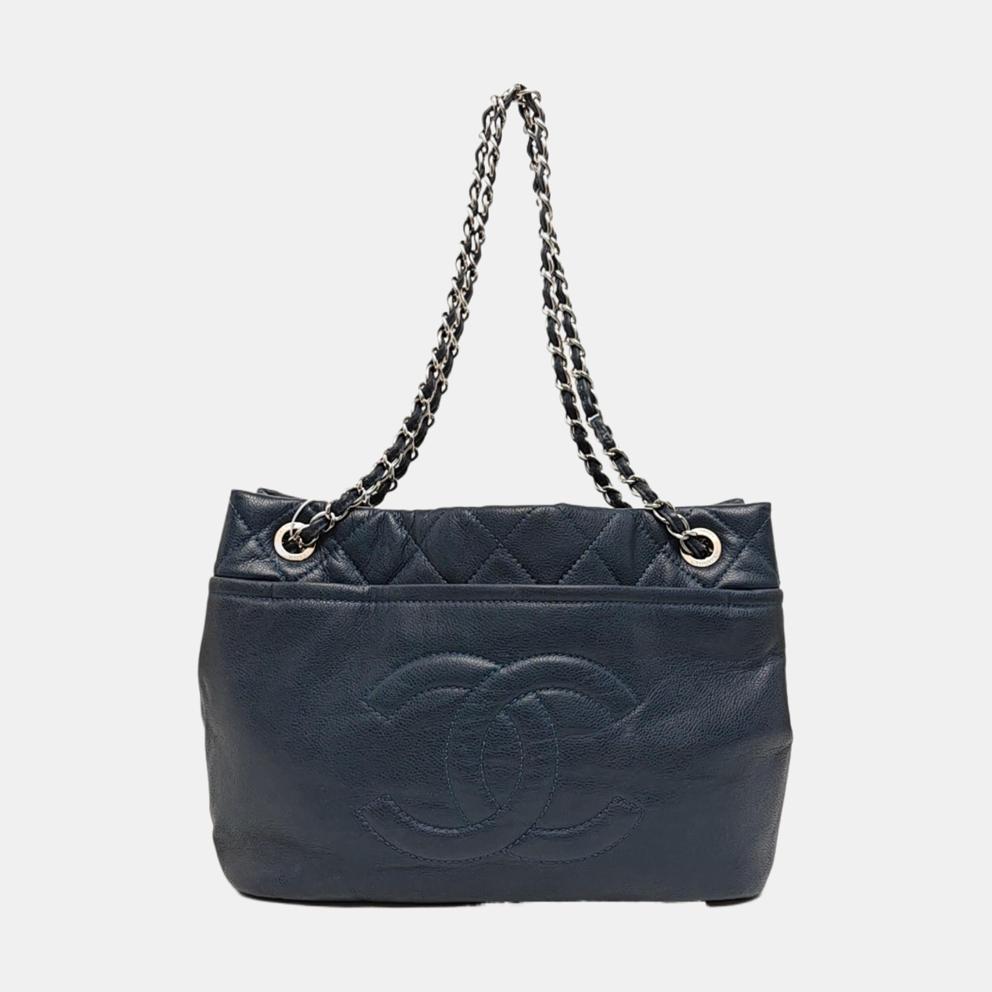 CC TIMELESS SOFT Quilted Grained Calfskin Blue