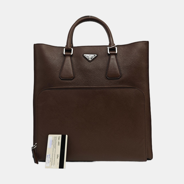 Saffiano Calfskin Tote Bag Brown
