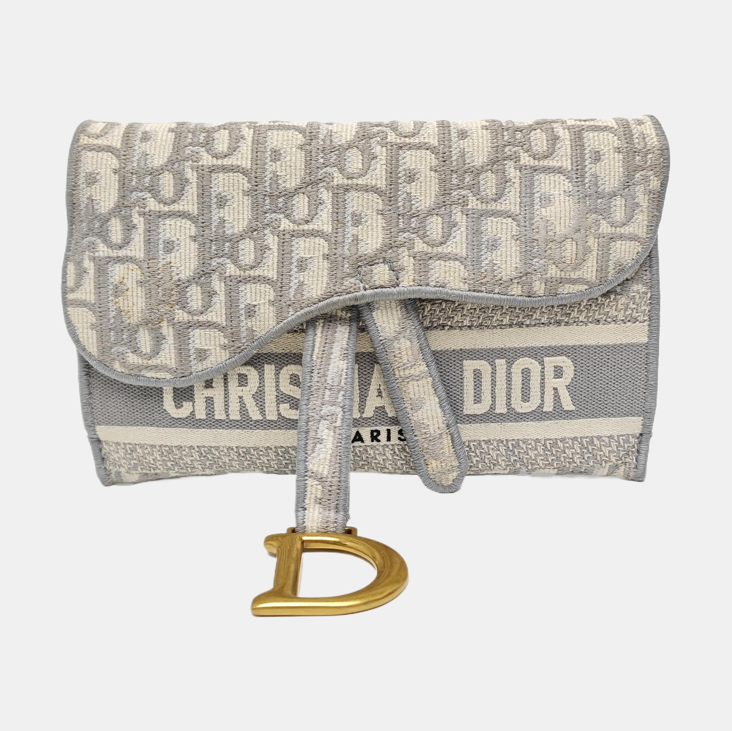 Saddle Mini Oblique Canvas Gray