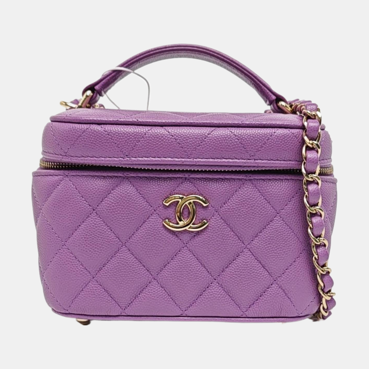 VANITY CASE Quilted Grained Calfskin Purple