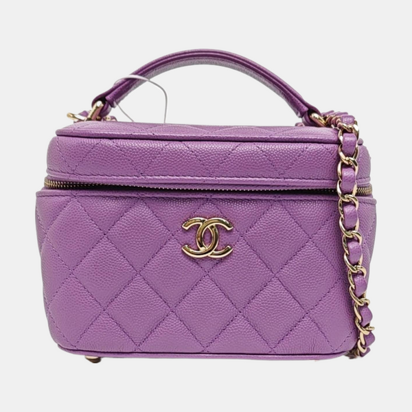 VANITY CASE Quilted Grained Calfskin Purple