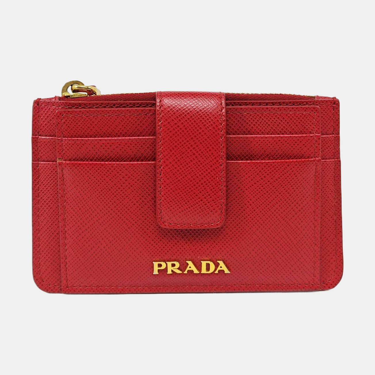 Saffiano Calfskin Card Holder Red