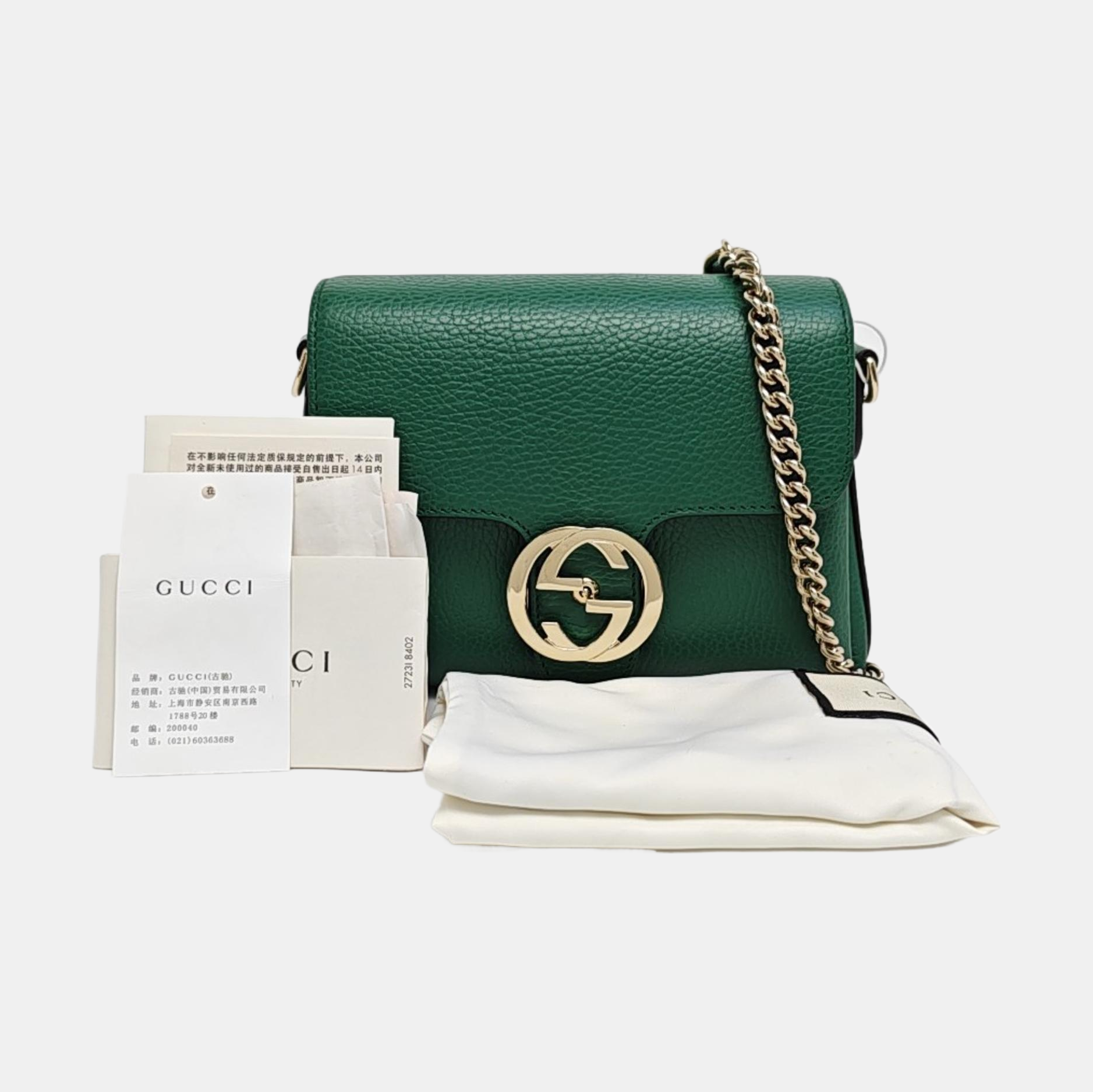 Interlocking G Small Calfskin Green