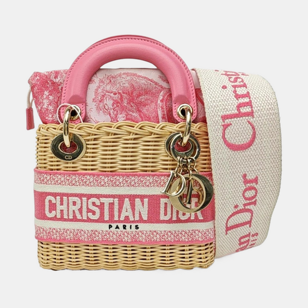 Lady Dior Mini Straw Beige