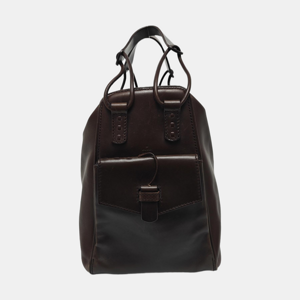 Calfskin Top Handle Bag Brown