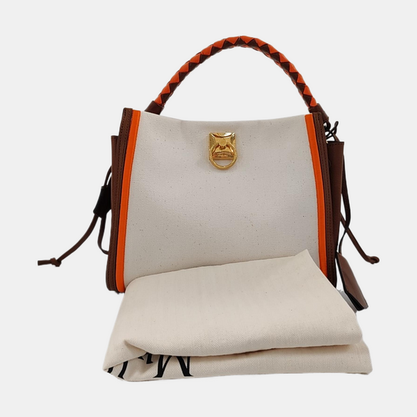 Canvas Top Handle Bag Small White