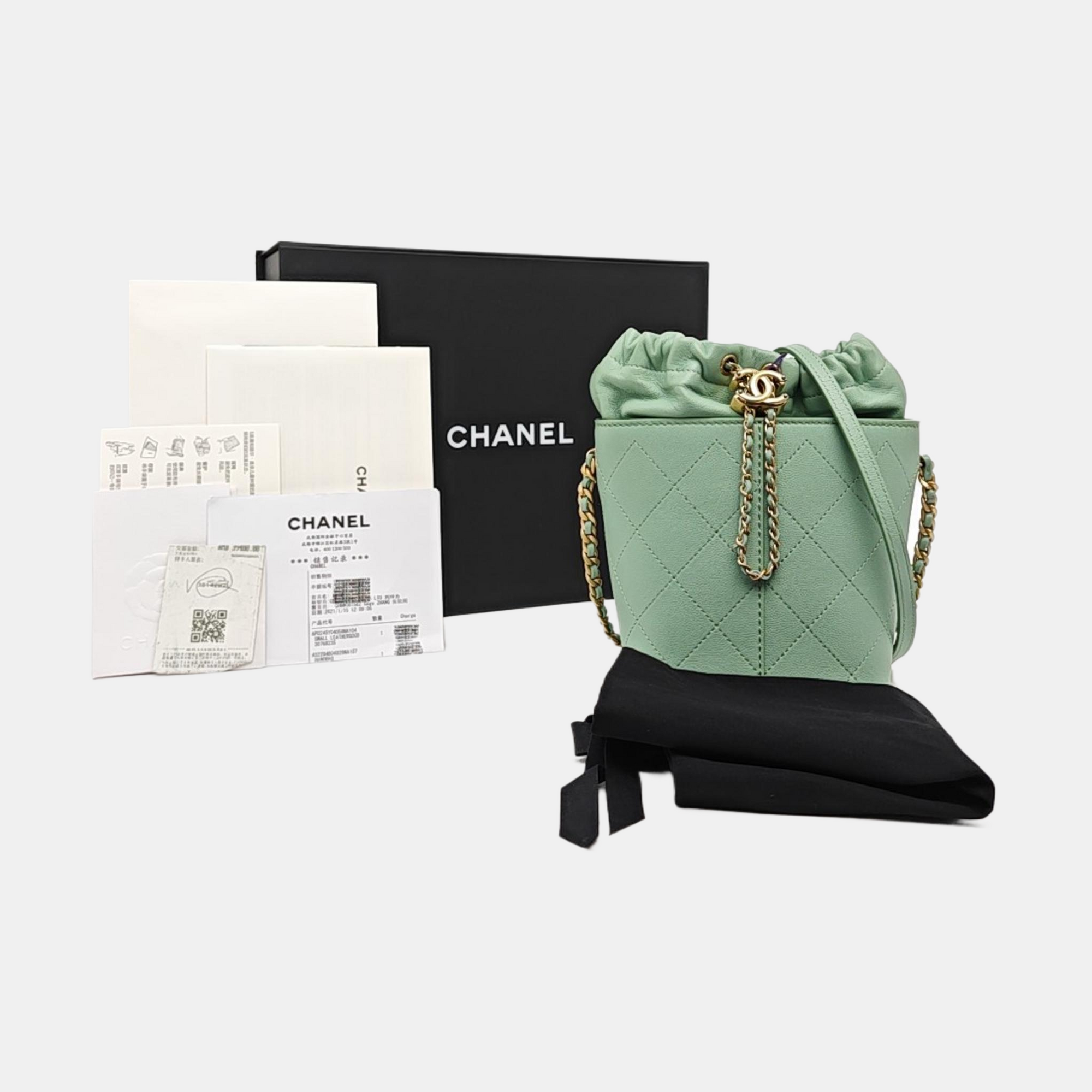 DRAWSTRING Quilted Lambskin Green