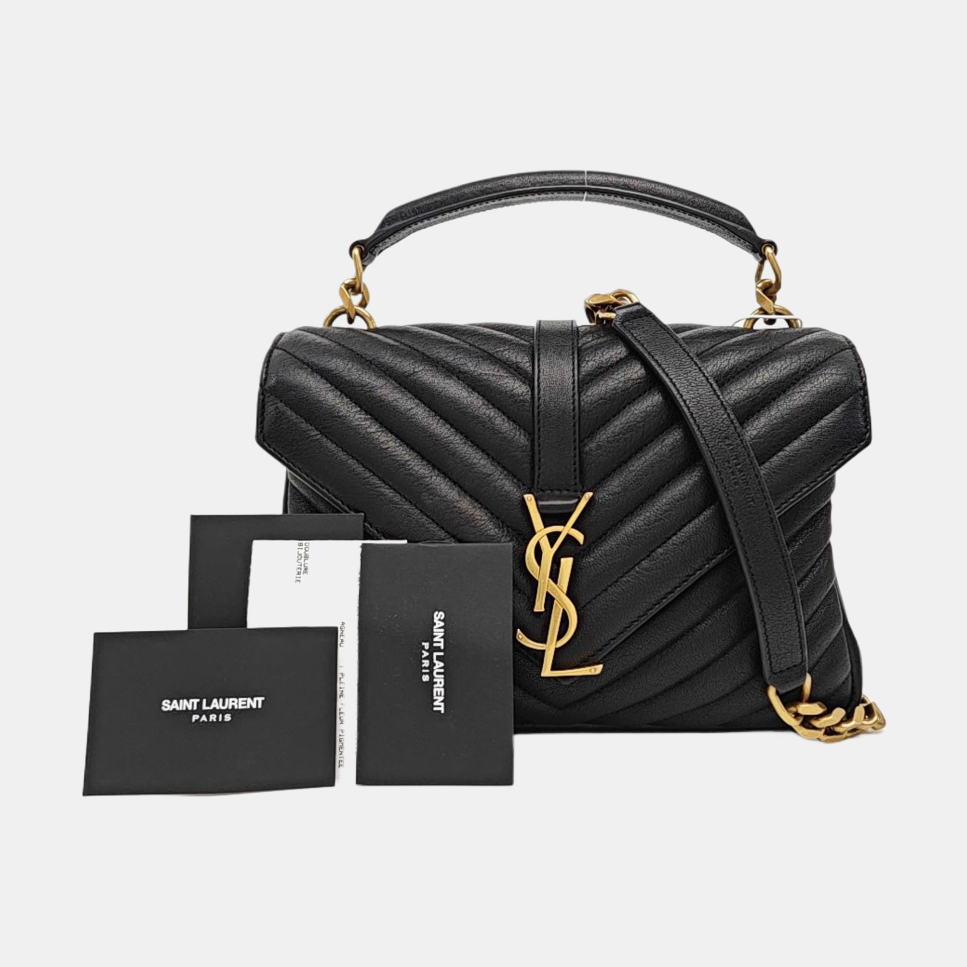 COLLEGE Medium Chevron Lambskin Black