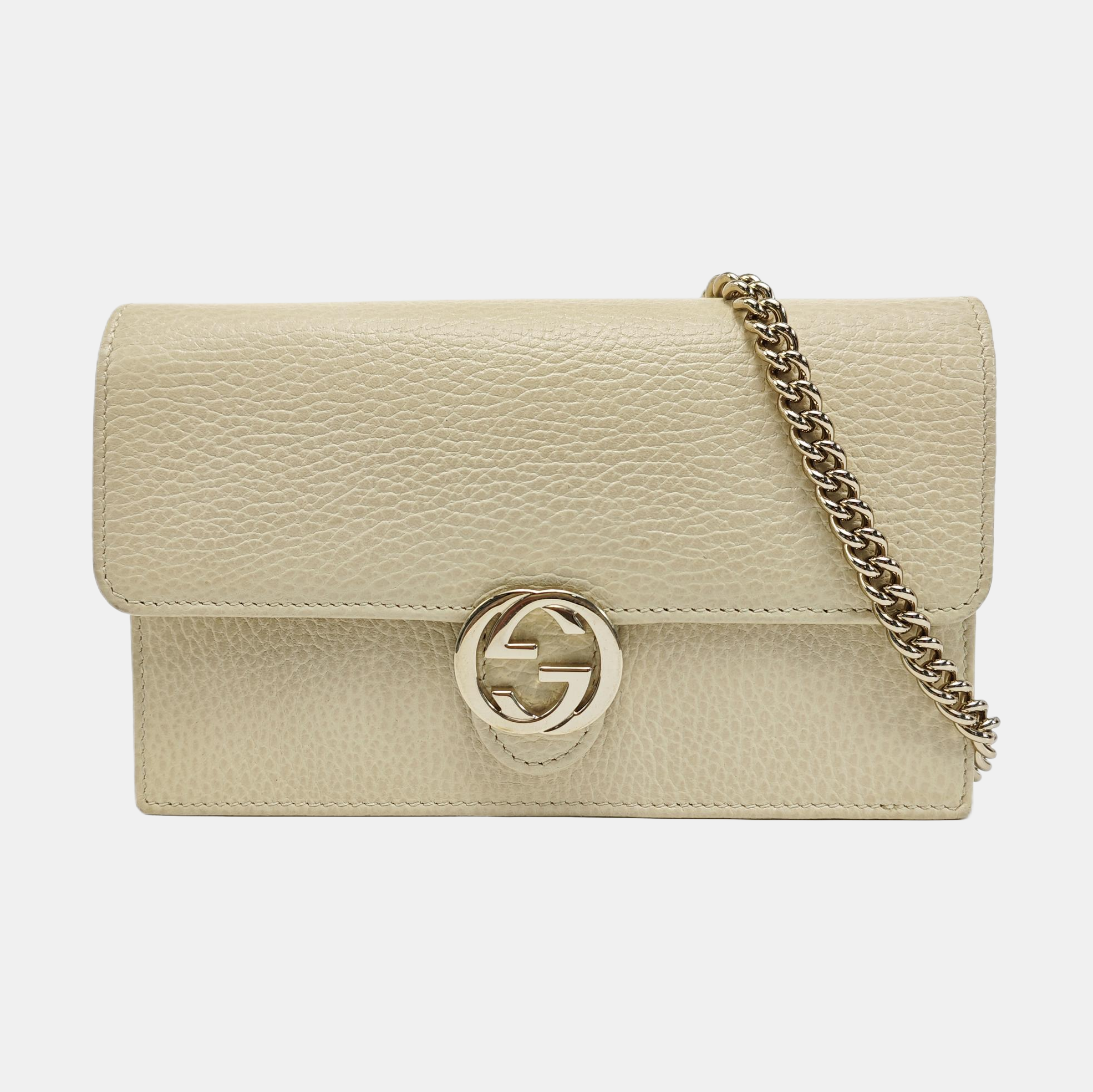 Interlocking G Small Calfskin Beige