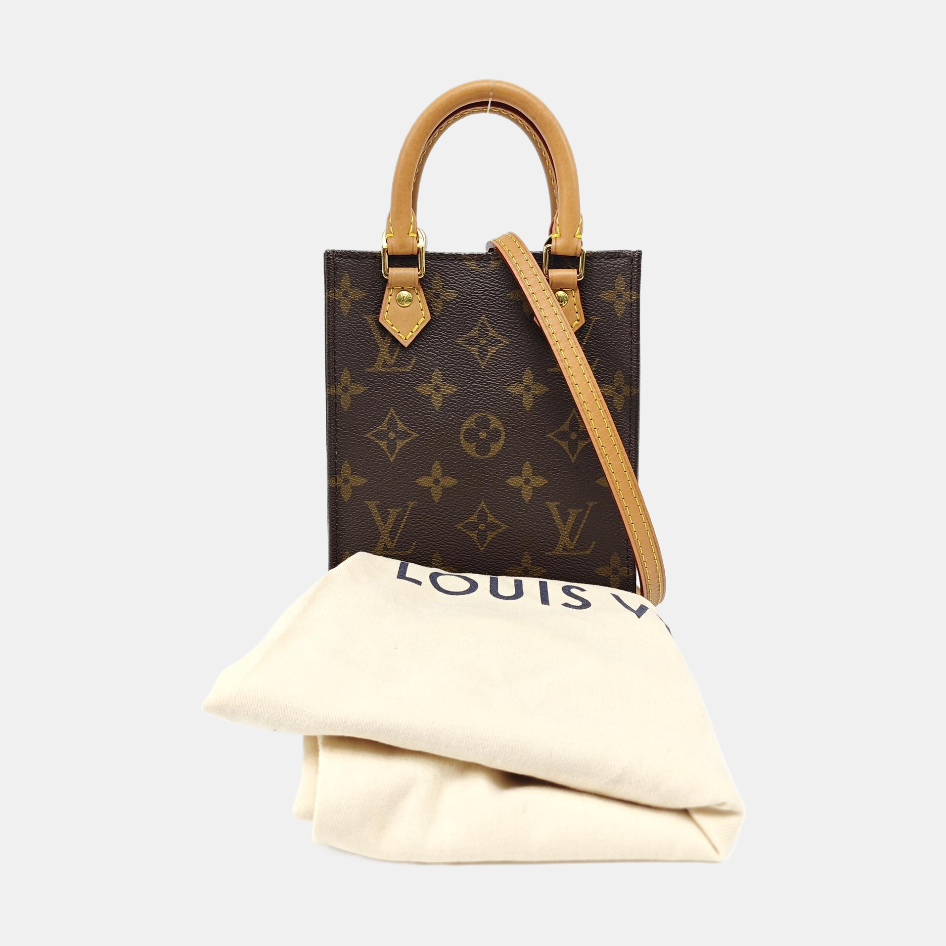 SAC PLAT Mini Monogram Coated Canvas Brown