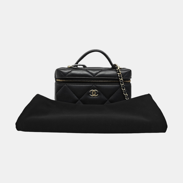 VANITY CASE Quilted Grained Calfskin Black