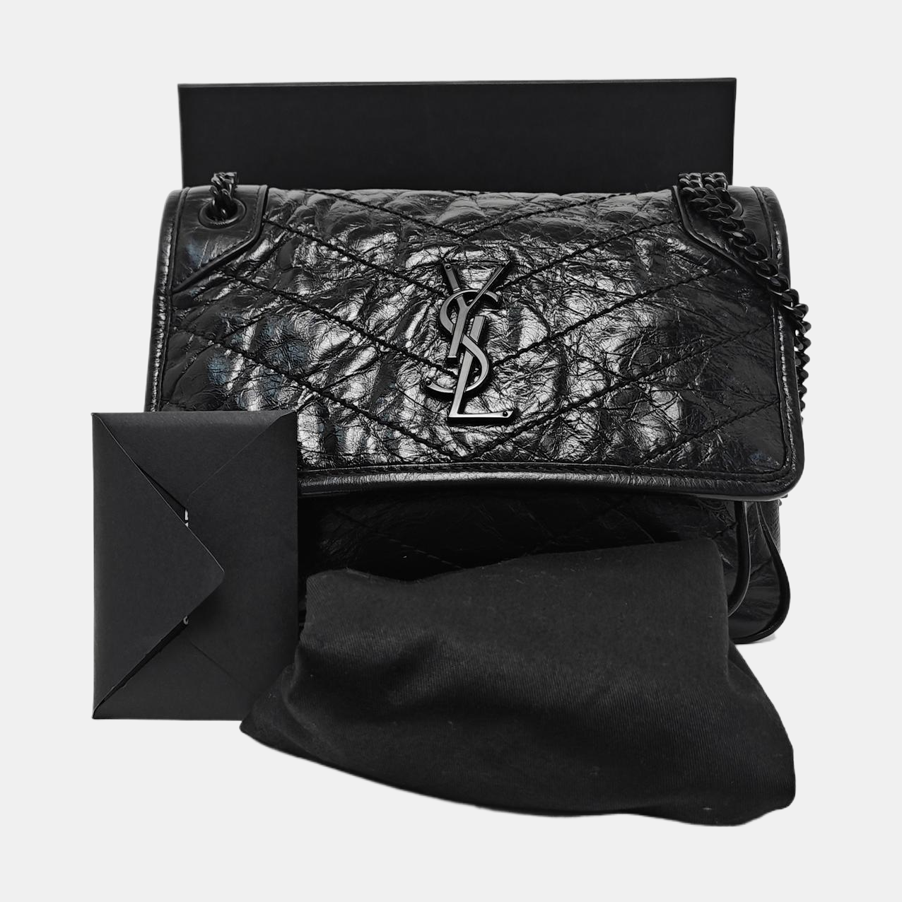 NIKI Small Chevron Calfskin Black