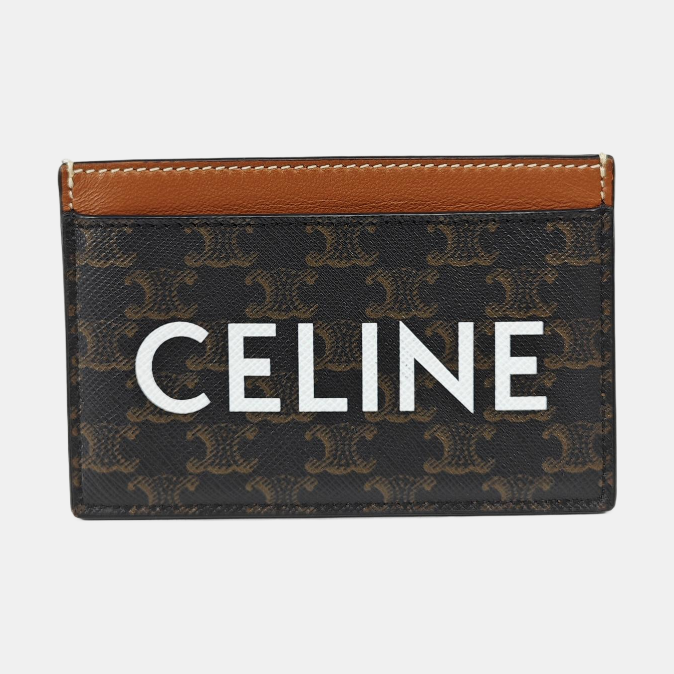 Coated Canvas Card Holder Brown