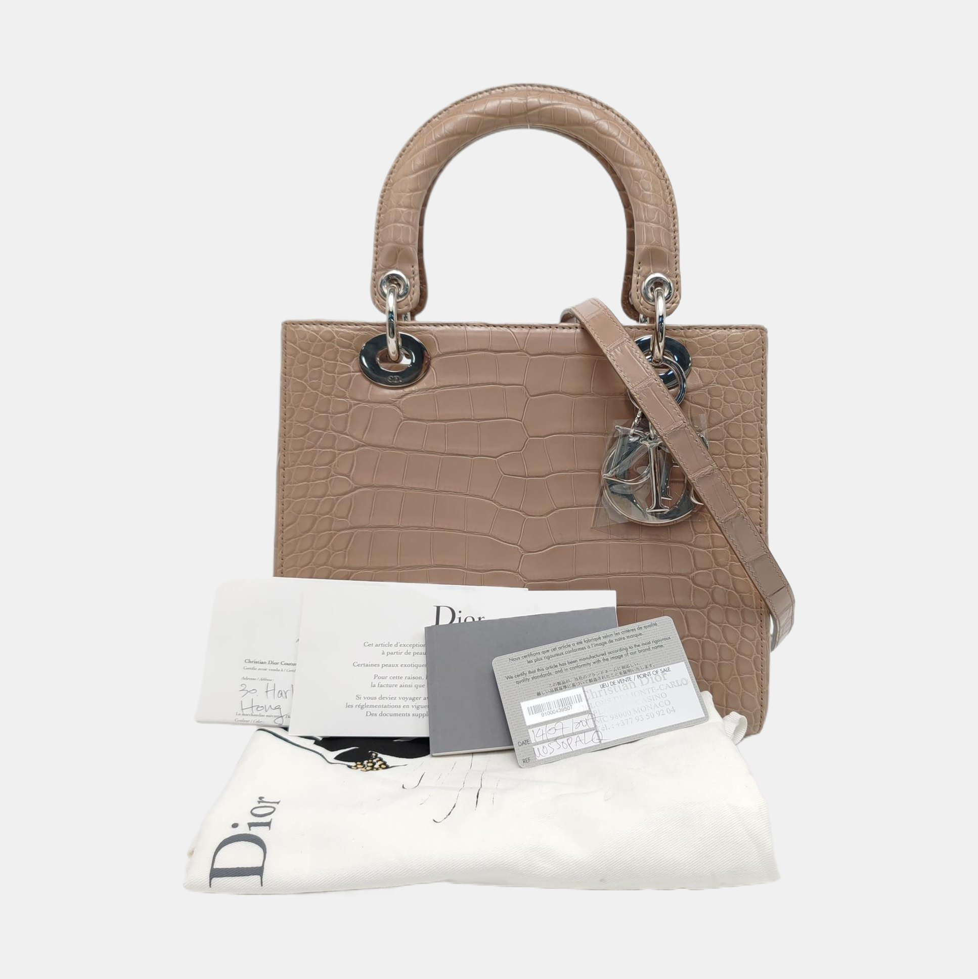 Lady Dior Medium Crocodile Beige