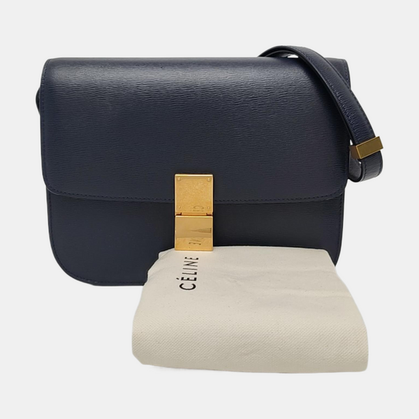 Authenticated pre-owned  CLASSIC BOX Medium Calfskin Blue - Crossbody Bag at Looply