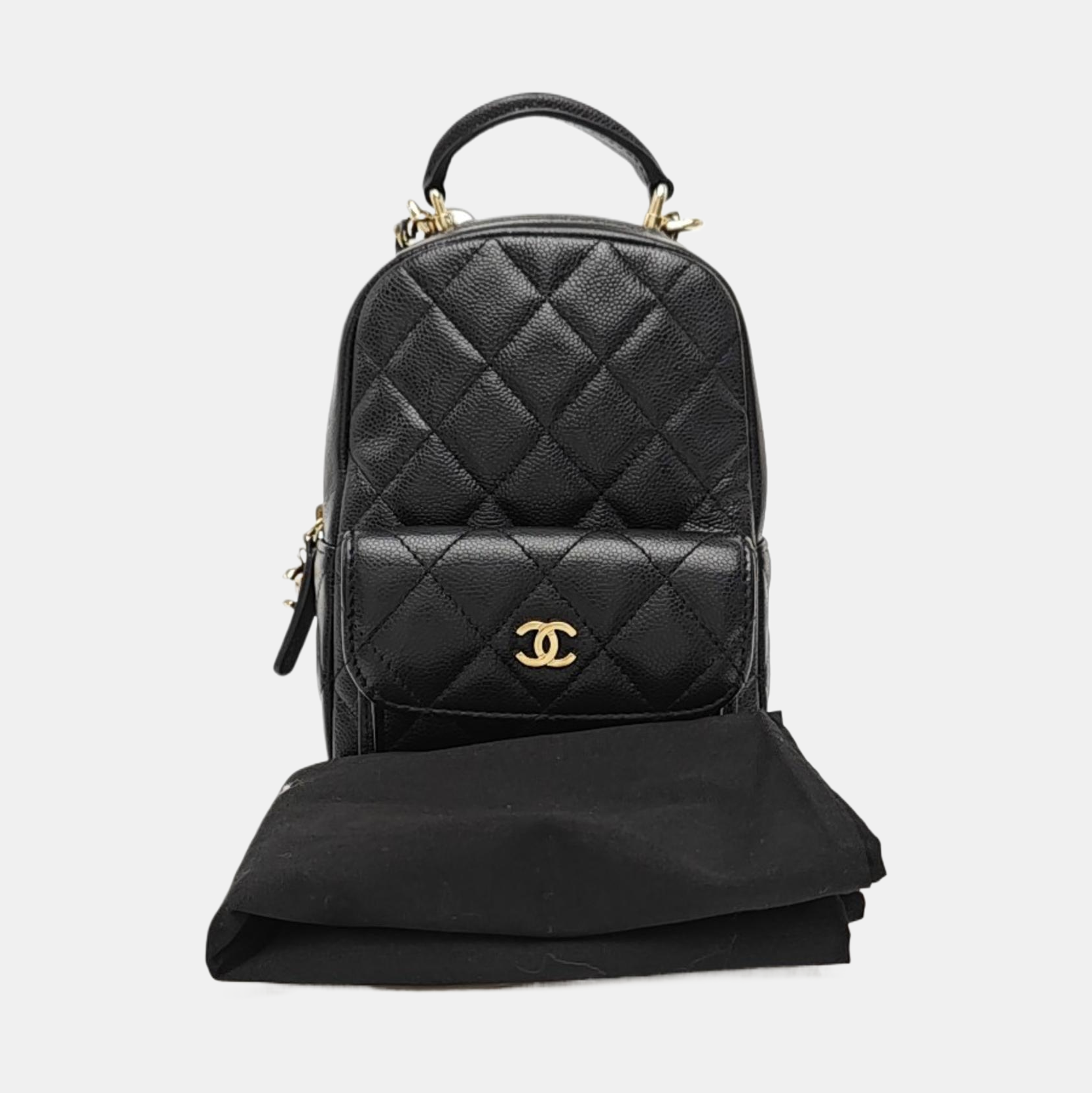 Quilted Grained Calfskin Backpack Mini Black