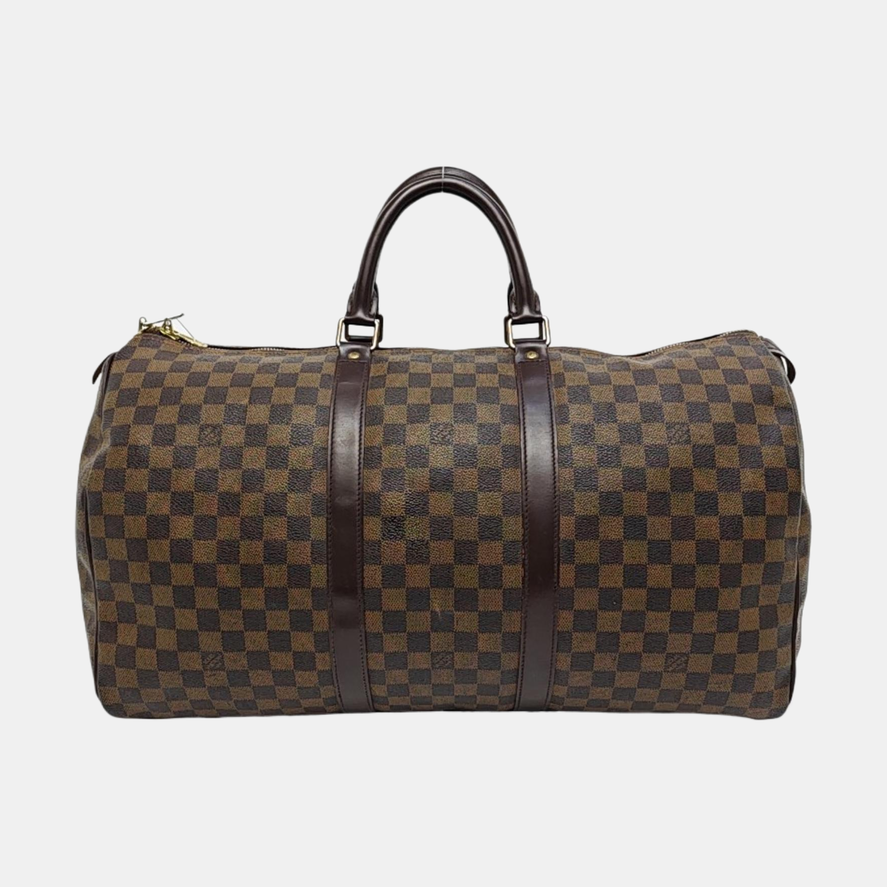 KEEPALL 50 Damier Ebene Coated Canvas Brown