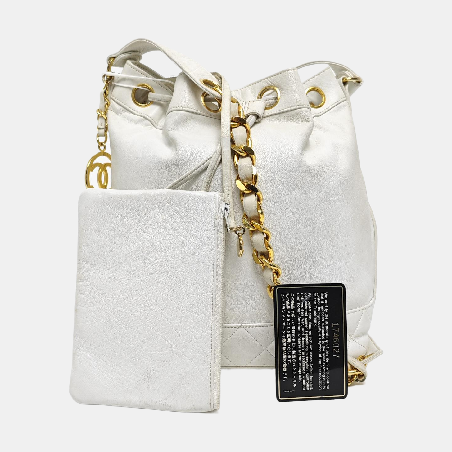 DRAWSTRING Quilted Calfskin White