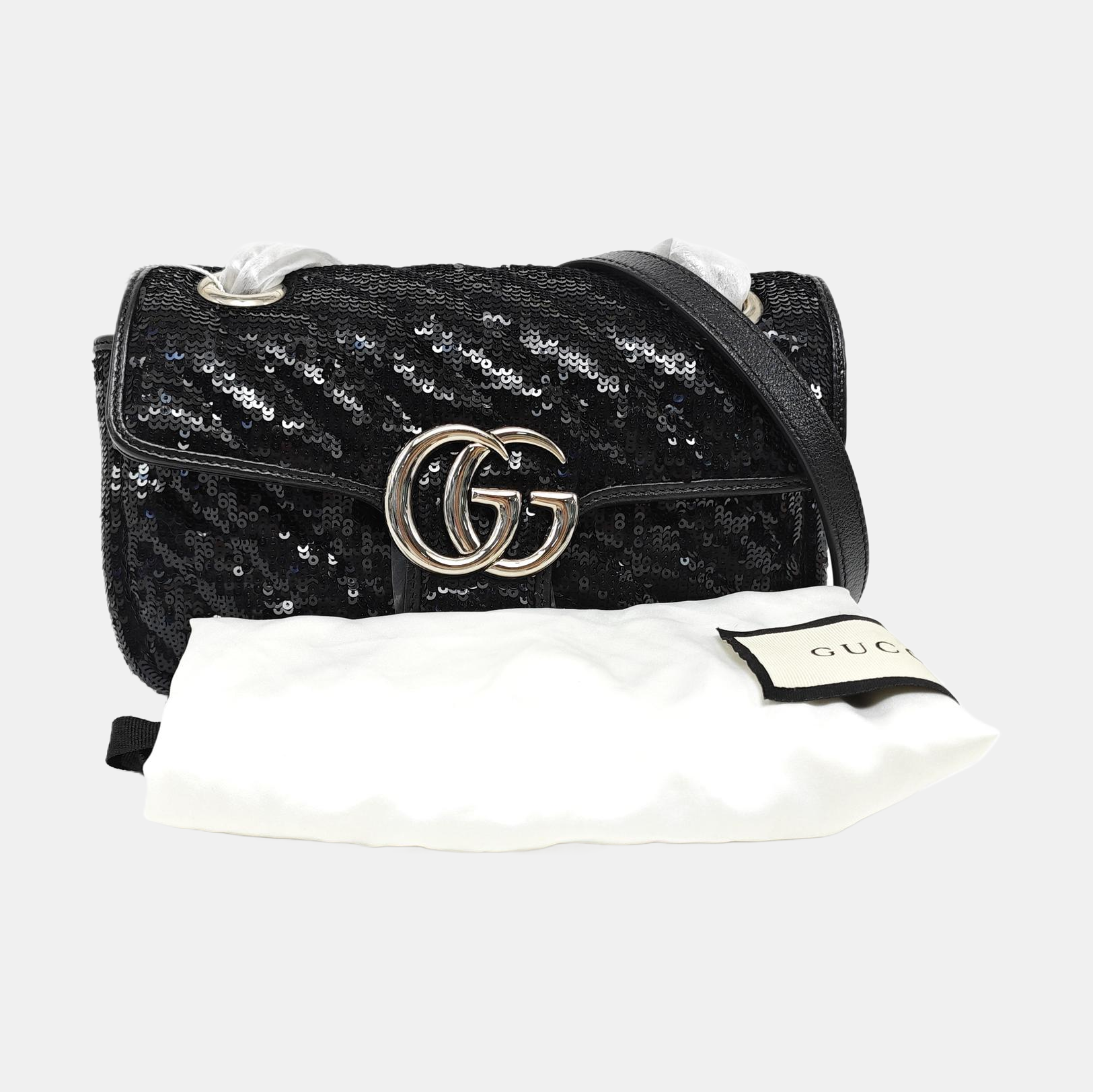 GG Marmont Small Quilted Sequins Black