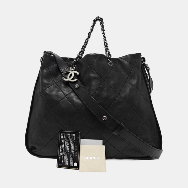 Quilted Lambskin Tote Bag Black
