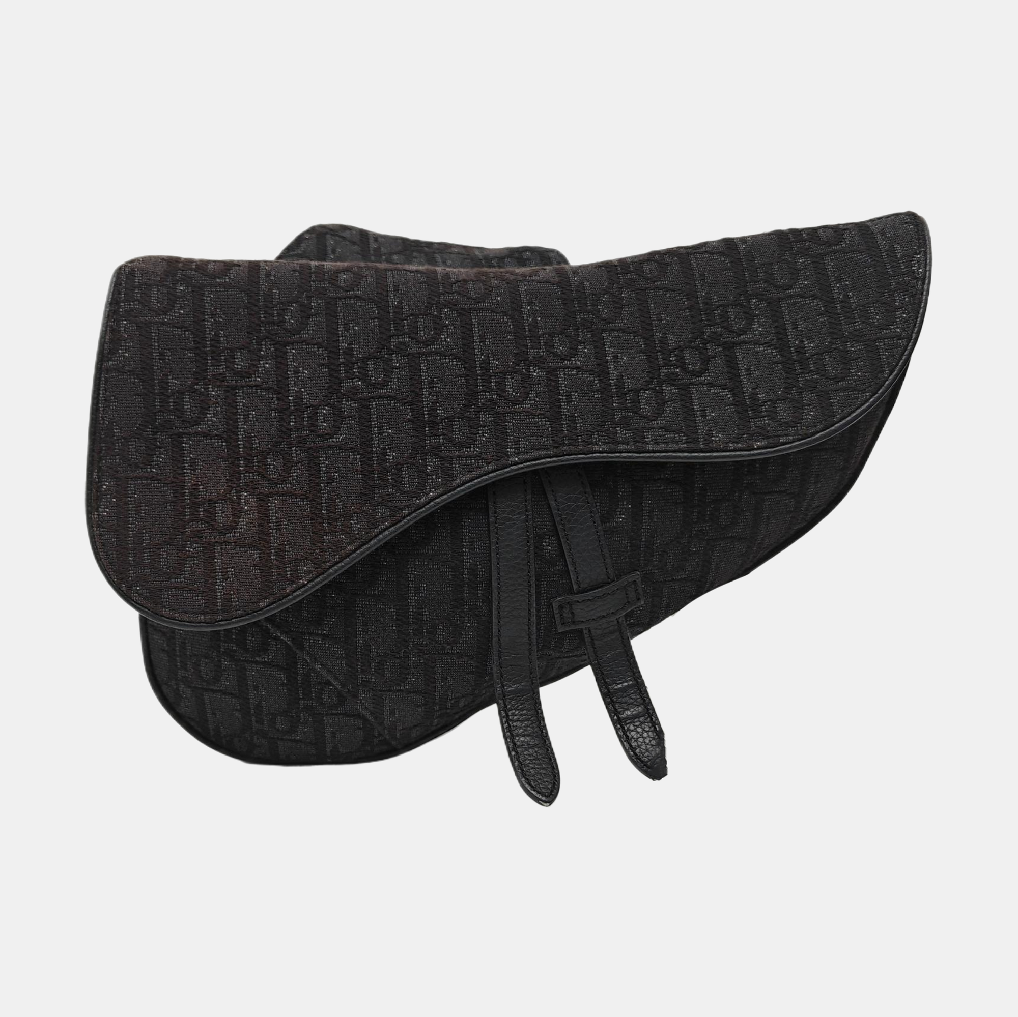 Saddle Medium Oblique Canvas Black