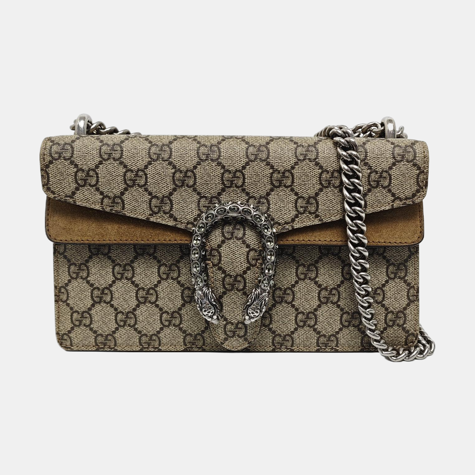 Dionysus Small Monogram Coated Canvas Beige