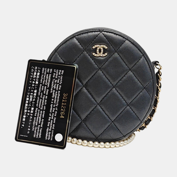 ROUND Quilted Lambskin Gray