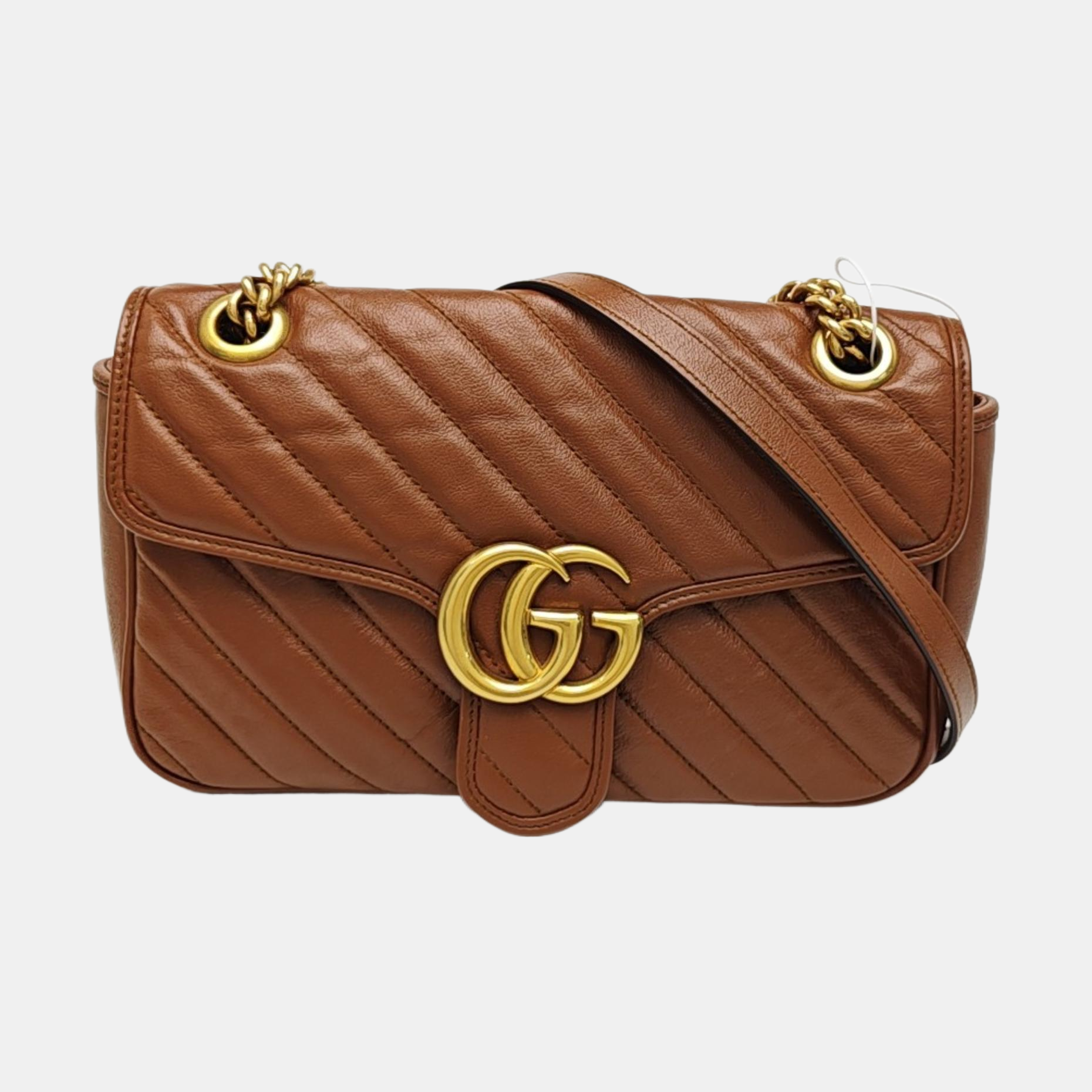 GG Marmont Medium Quilted Calfskin Brown