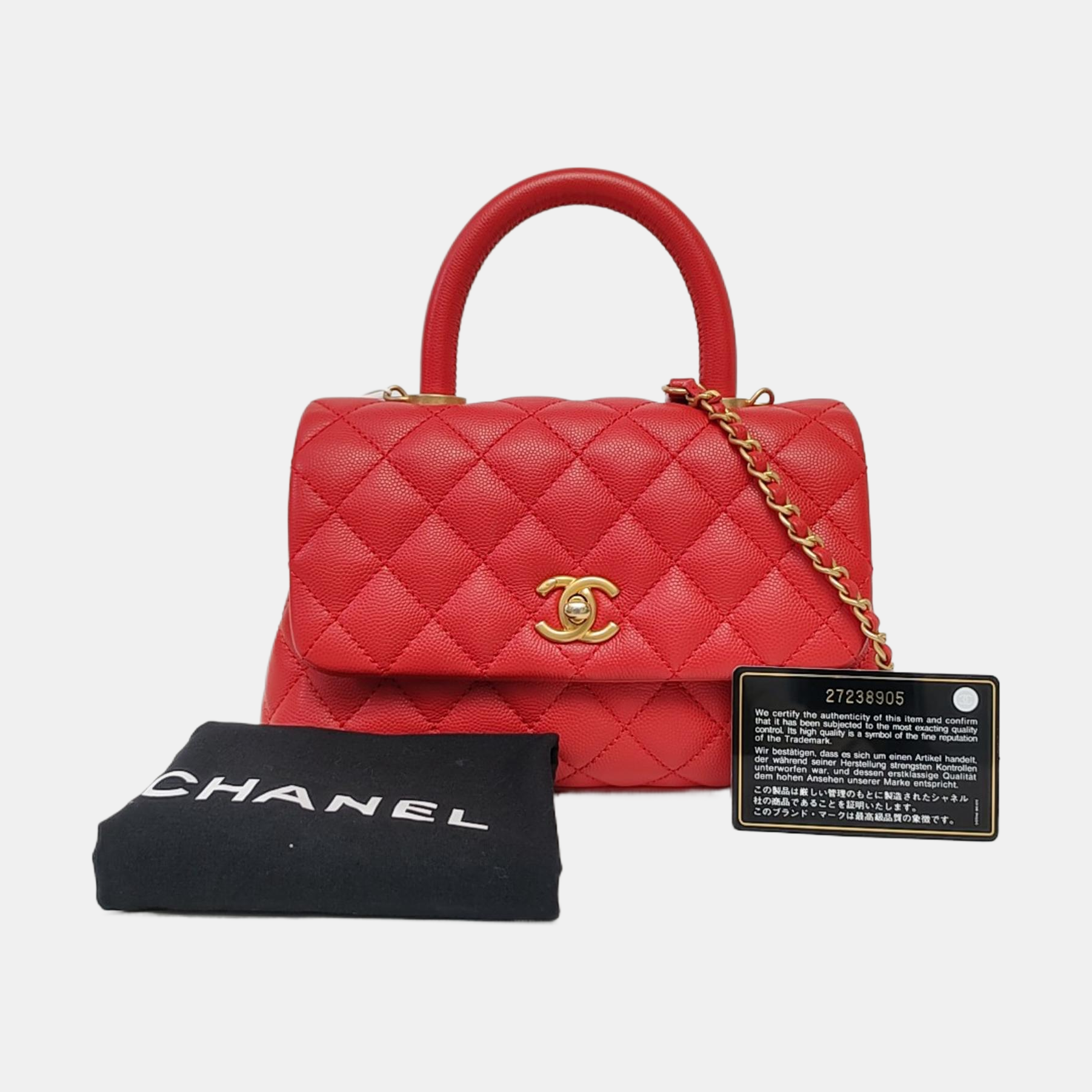 Authenticated pre-owned  COCO HANDLE Small Quilted Grained Calfskin Red - Shoulder Bag at Looply