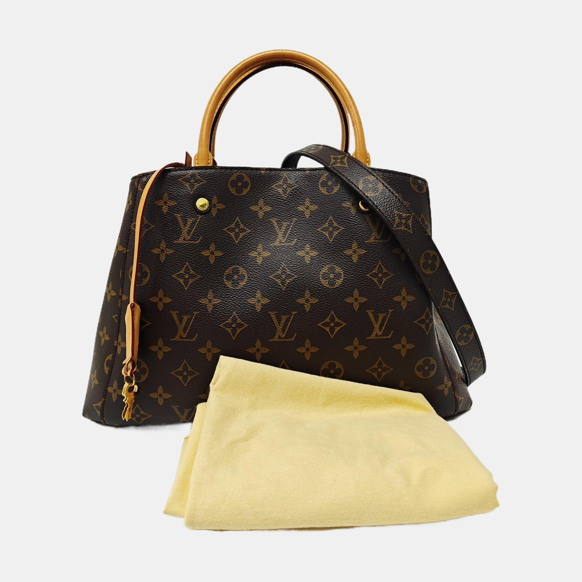 MONTAIGNE MM Monogram Coated Canvas Brown