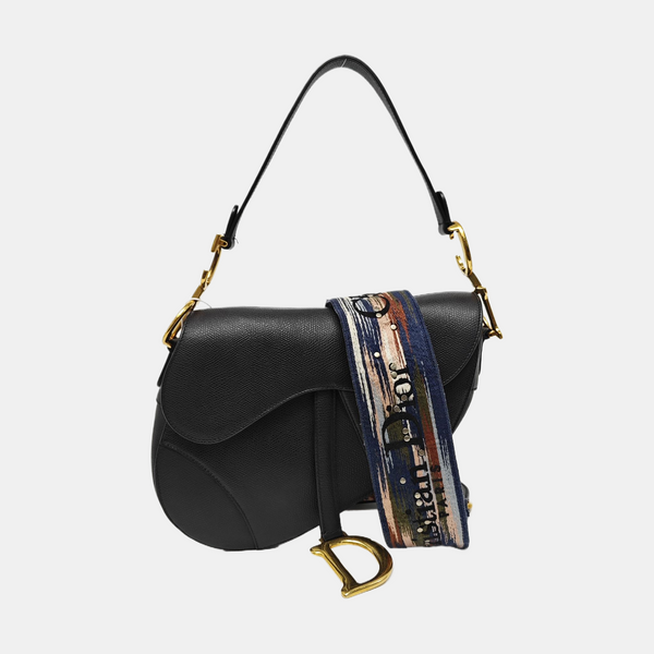 Saddle Medium Calfskin Black