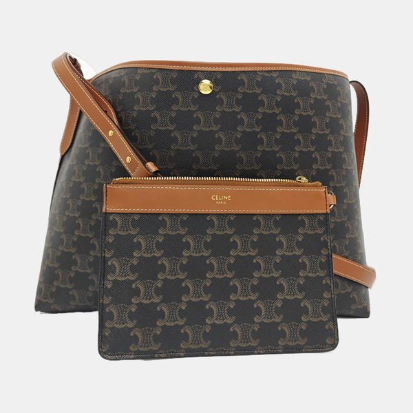 Coated Canvas Shoulder Bag Brown