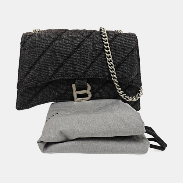 Crush Small Quilted Denim Black