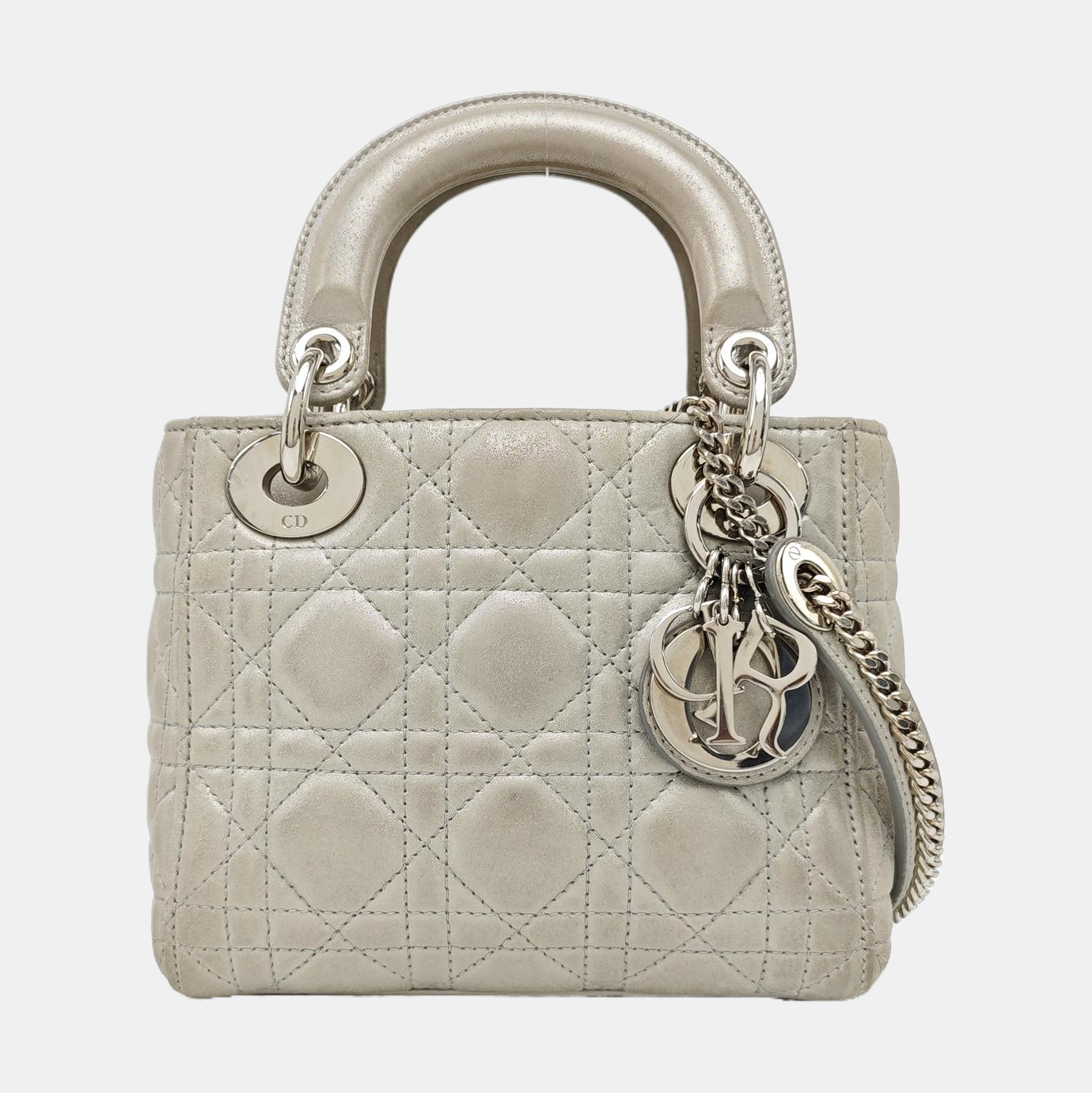 Lady Dior Mini Cannage Lambskin Gray