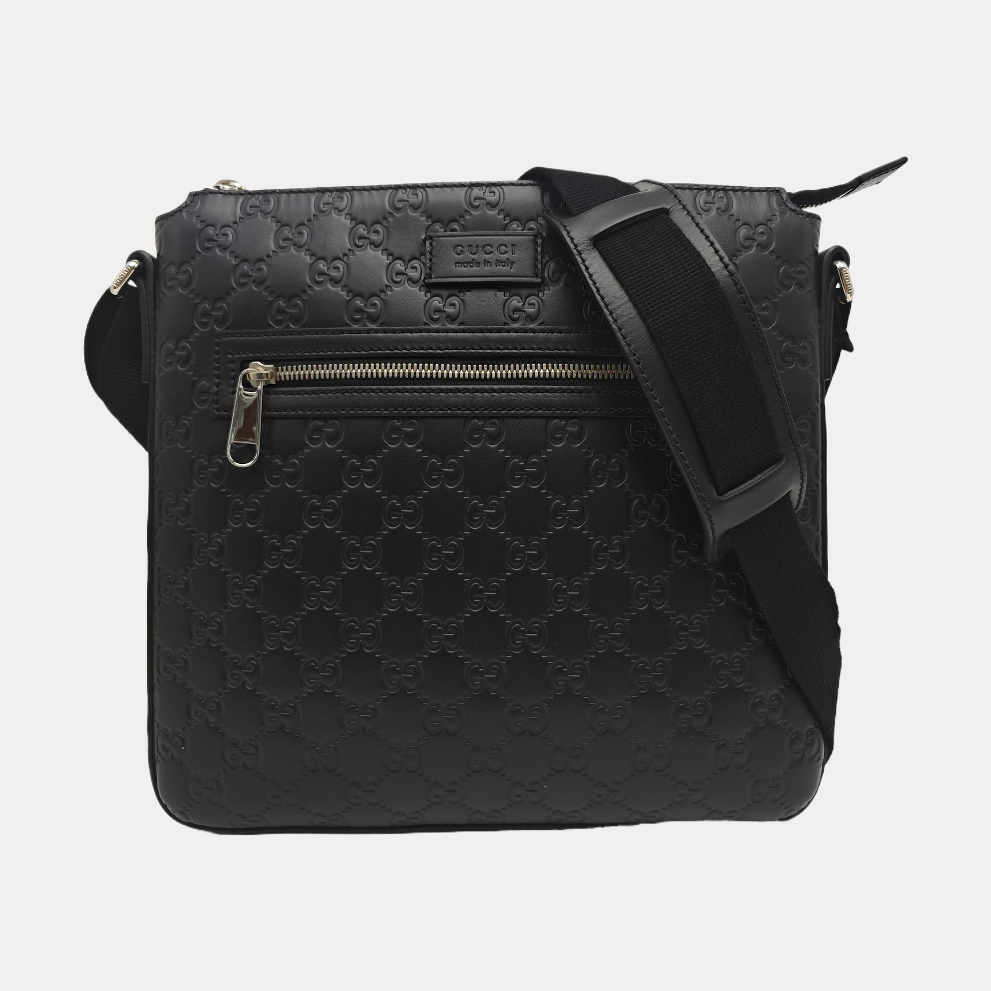 Signature Medium Monogram Calfskin Black
