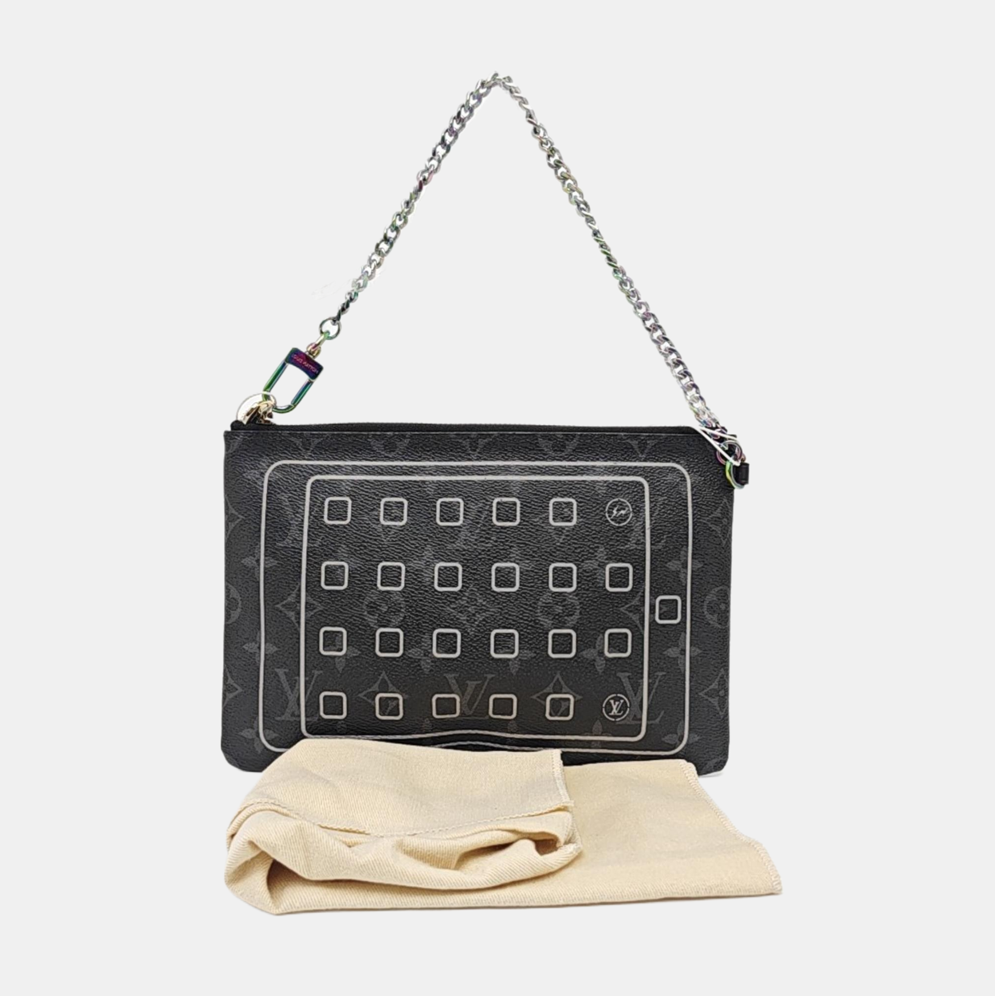 Monogram Coated Canvas Clutch Black