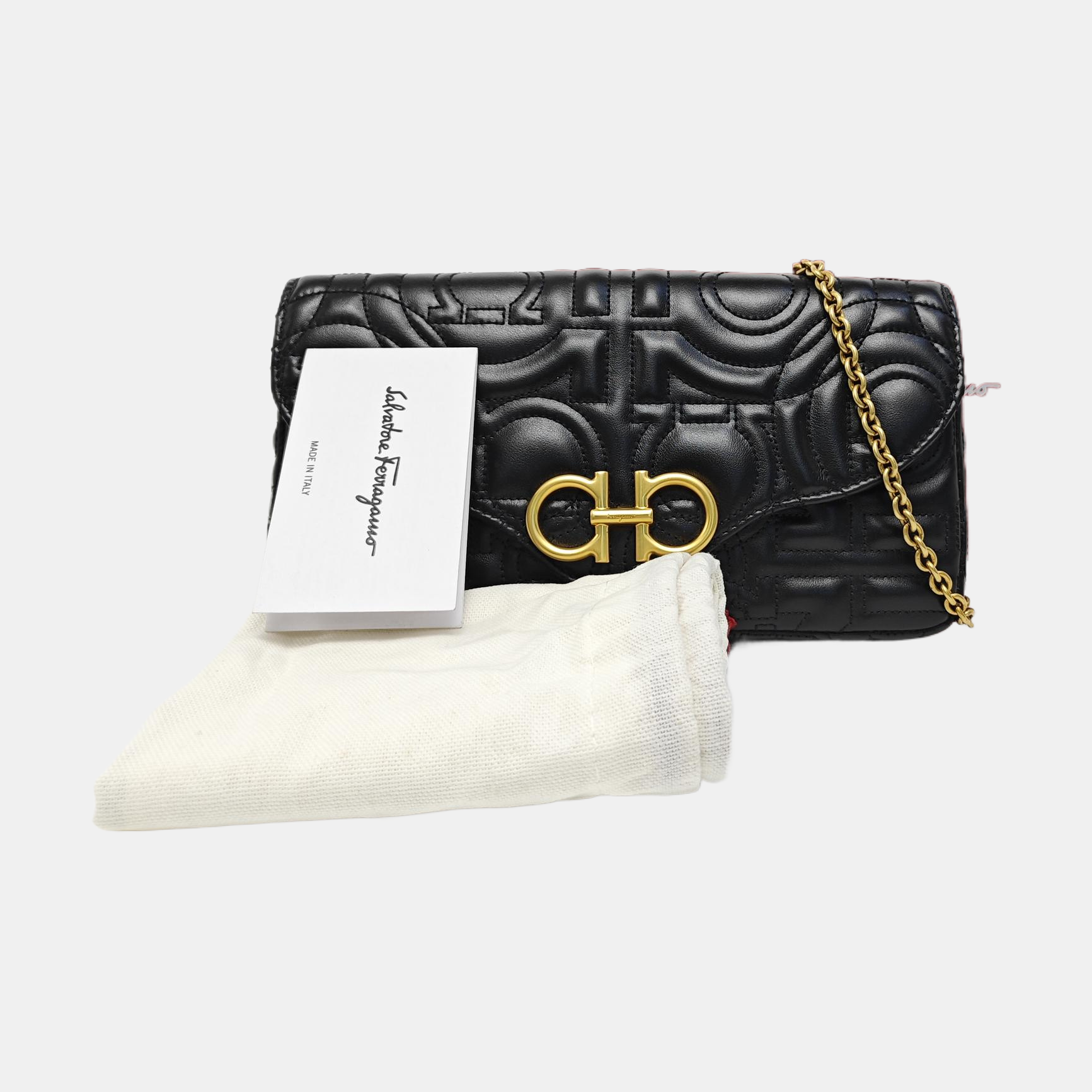 Gancini Quilted Calfskin Black