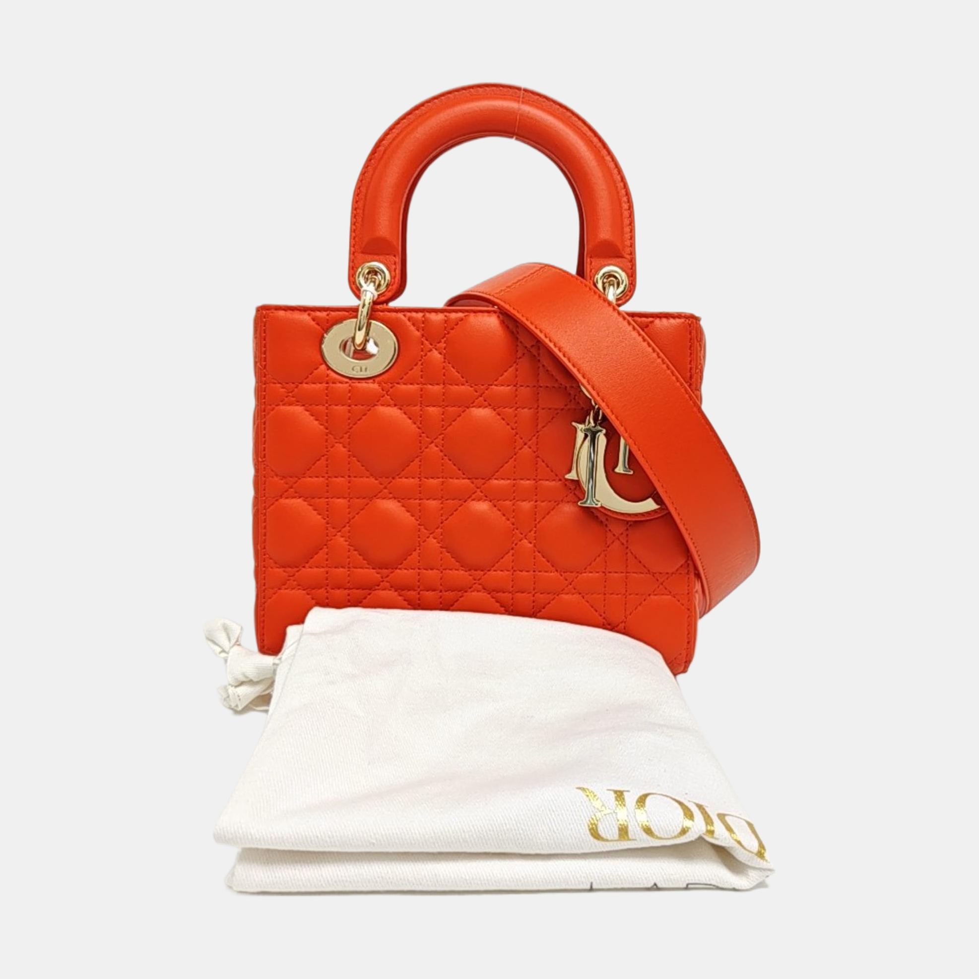 Lady Dior Small Cannage Lambskin Orange